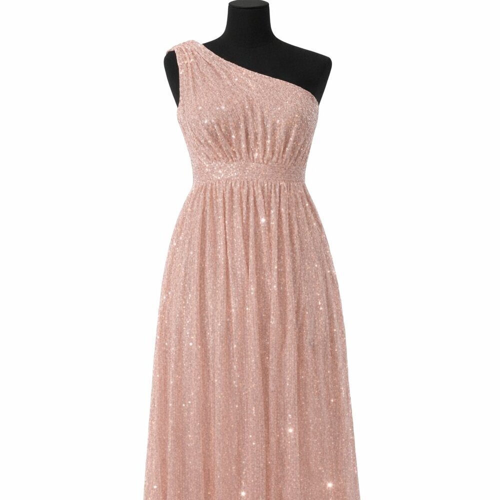 Missord Pink Sequin One Shoulder Maxi Dress S